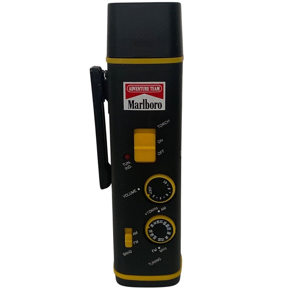 VTG Marlboro Adventure Team Flashlight With AM/FM Radio Earphones & Siren Black